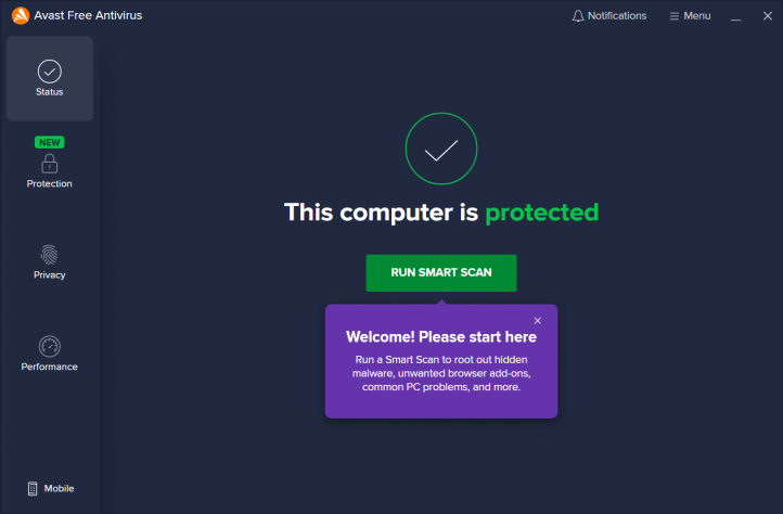 Avast Antivirus Interface