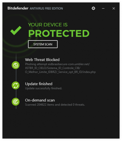 Bitdefender Main Screen