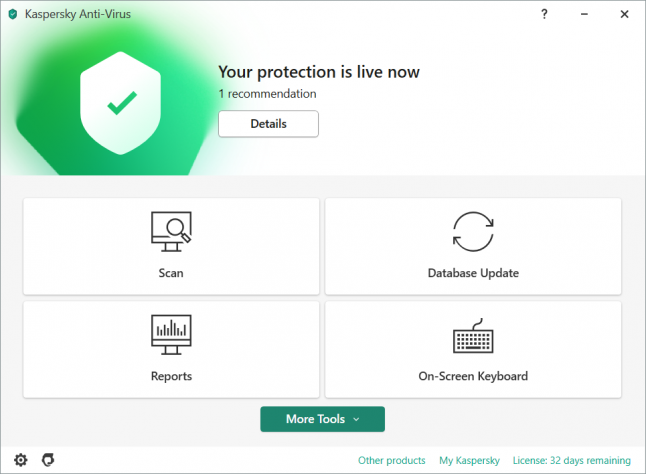 Kaspersky Antivirus Program interface